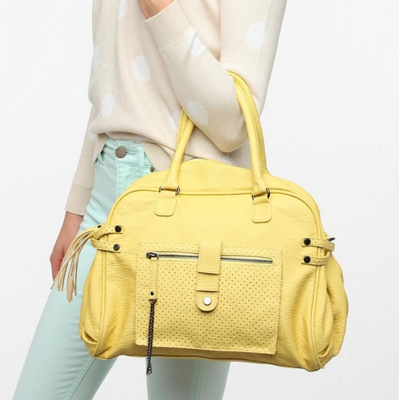 Deena & Ozzy Handbags - Deena & Ozzy Perforated Shoulder Satchel Yellow
